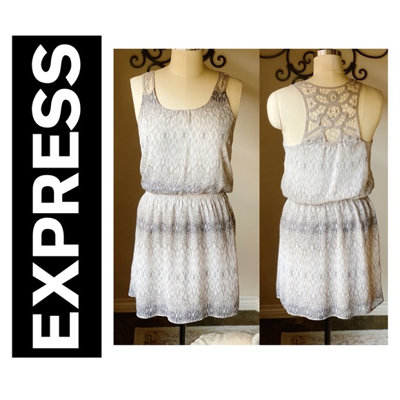 Express Blouson Mini Dress Crochet Back - Picture 2 of 8
